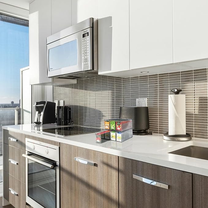 6-Pack Tea Bag Drawers Organizer - 6 Clear Plastic Drawer Tea Bag Holder; Stackable & Portable; Wider Size; Well-Organized Storage for Tea Bags Storage Chests；High Volume