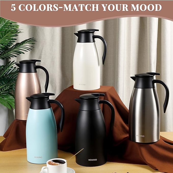 68 Oz Thermal Coffee Carafe, Stainless Steel Insulated Vacuum coffee crafts to keep coffee hot, 2 Liter Tea Water Coffee and Beverage Dispenser (Copper)