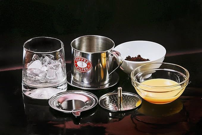 Vietnamese Coffee Phin Filter Set. This kit works well with Trung Nguyen ground Coffee beans. Sizes S to XL in 1, or 2 pack. Screw Down Insert (1, Small (6 oz))