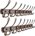 Dseap Coat Rack Wall Mount - 29.5” Long 8-Tri-Hooks Heavy Duty Coat Hanger Rail Wall Hooks for Hanging Coats Hats Clothing Clothes Purse Mudroom Entryway, Pack of 2