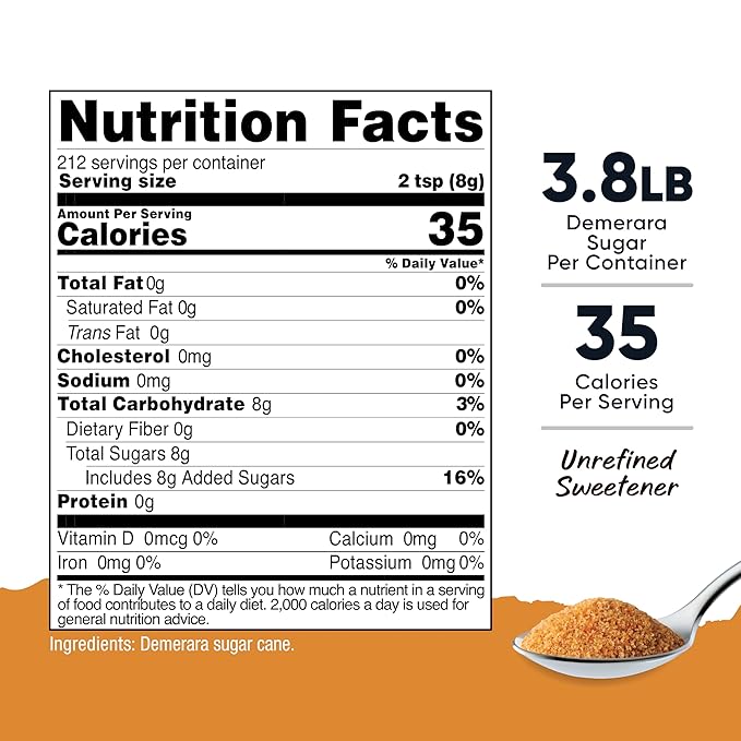 Nutricost Pantry Unrefined Demerara Sugar (4 Pound Bottle) :: Great for Baking, Cooking, Tea, Coffee, Etc. | Raw Cane Demerara Sugar with Zero Additives