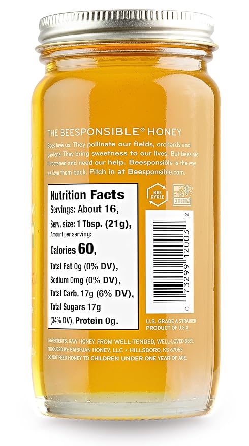 Bee Harmony Orange Blossom Raw Honey, 12 OZ (Pack of 2), from California