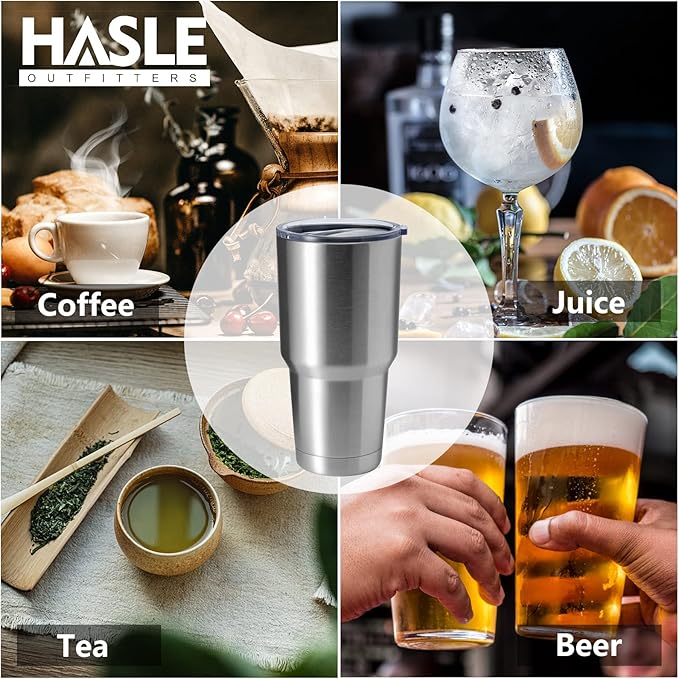 HASLE OUTFITTERS 30oz Stainless Steel Tumbler, Double Wall Vacuum Insulated Travel Mug Tumbler, Durable Insulated Coffee Mug, Gift Box Set (Silver, 1)