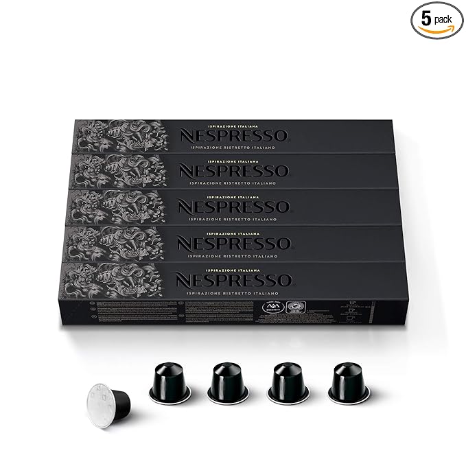 Nespresso Capsules Original Line, Ristretto Intenso, Dark Roast Coffee, 50 Count Coffee Pods