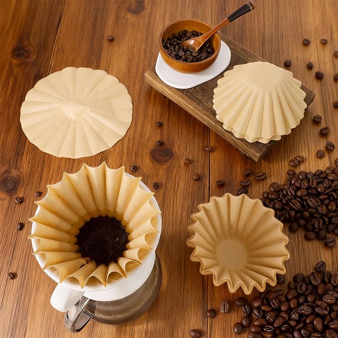 Segarty 1-4 Cup Disposable Basket Coffee Filters, 50 Count 7.2in Natural Unbleached Brown Paper-made Filter Pour Over Maker Papers, Ideal for Coffee Percolator Dripper Most Brewer Machine Home Office