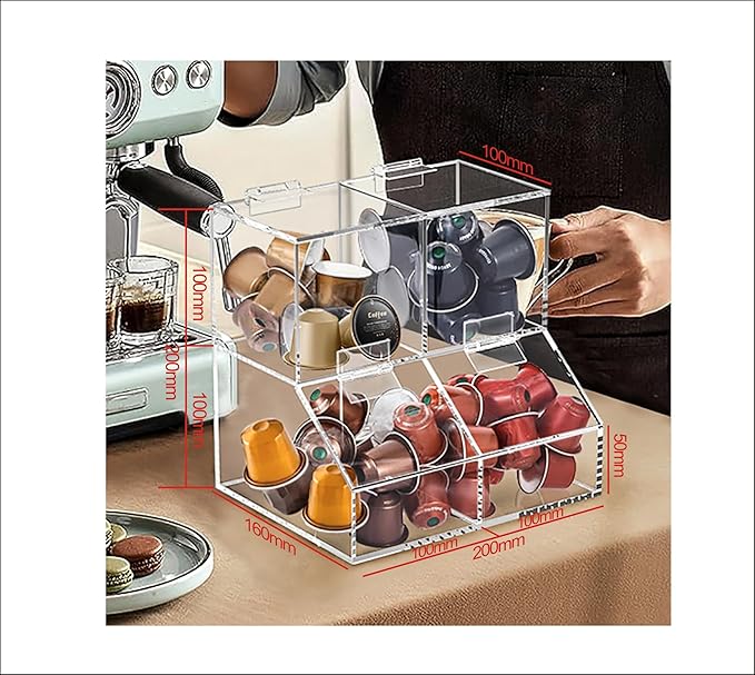 8611 Clear Countertop Storage for Coffee Capsules, Acrylic Holder Organizer, Coffee Filter Holder, Pods Holder for Counter