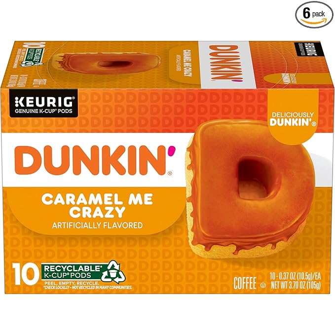 Dunkin' Caramel Me Crazy Flavored Coffee, 60 Keurig K-Cup Pods