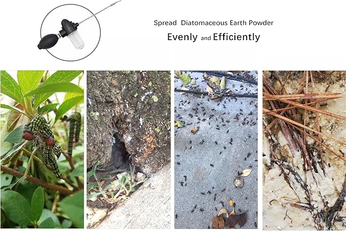 80ml Powder Duster Diatomaceous Earth Duster Garden Powder Sprayer Powder Dispenser Indoor and Outdoor with Length Adjustable from 11" to 26"