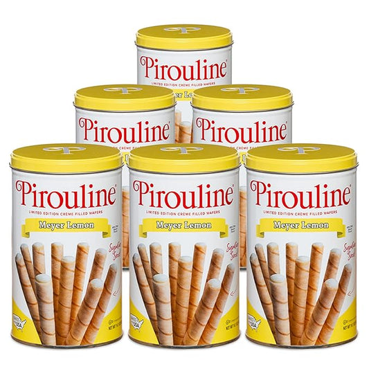 Pirouline Rolled Wafers – Lemon – Rolled Wafer Sticks, Crème Filled Wafers, Rolled Cookies for Coffee, Tea, Ice Cream, Snacks, Parties, Gifts, and More – 14.1oz 6pk