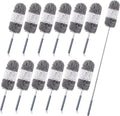 Tanlade 12 Pcs Microfiber Feather Duster for Cleaning 13-31 Inch Extendable Cobweb Dusters Ceiling Fan Duster Washable Bendable Tool for Office Car Window Furniture (Gray White)