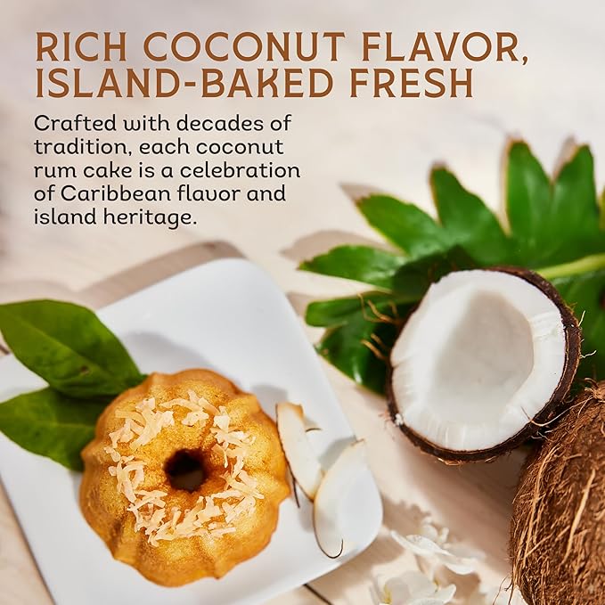 TORTUGA Caribbean Coconut Rum Cake - 16 oz Rum Cake - The Perfect Premium Gourmet Gift for Gift Baskets, Parties, Holidays, and Birthdays