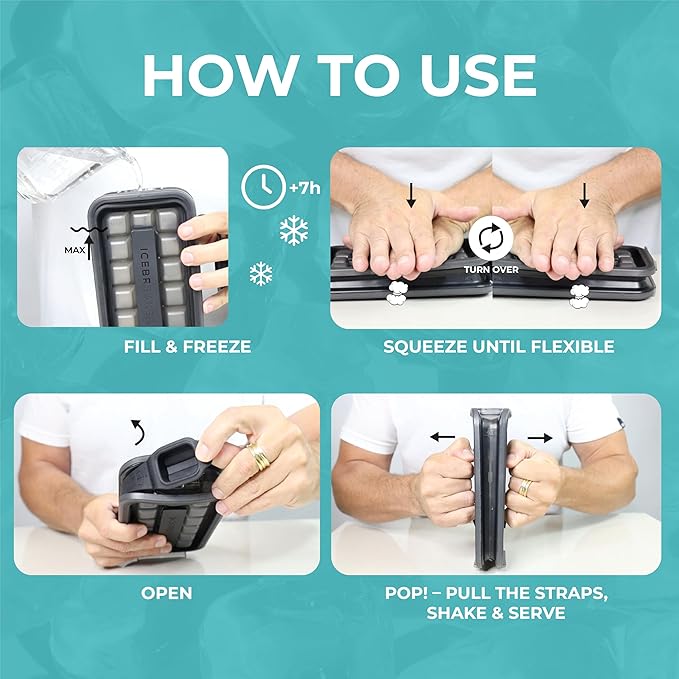 ICEBREAKER POP - 4 IN 1 - DISPENSER - MAKER - BIN - ICE PACK - Make And Serve Ice Without Ever Touching The Ice - The Sanitary Silicone Ice Tray for Freezer With Lid - Ice Cube Tray