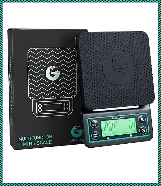 Coffee Gator Coffee Scale 0.1g Precision with Timer - 3kg Digital Scale ﻿Large LCD Weighing Kitchen Multifunctional for Pour-Over, Espresso, French Press, Bean, Food, Drink