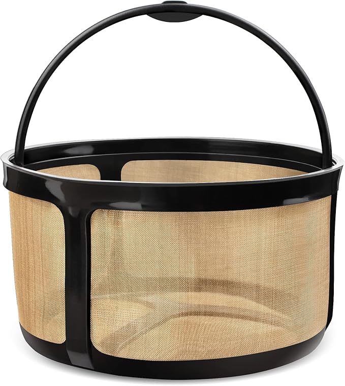 Reusable 8-12 Cup Basket Gold Mesh Coffee Filter for Keurig K-Duo Essentials and K Duo Brewers Machine, Replaces your Paper Coffee Filters, BPA Free (1 Pack)