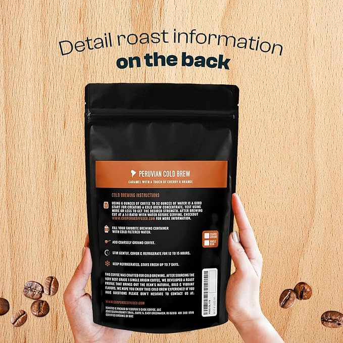 Organic Cold Brew Coffee Peru Reserve Single Origin Peruvian Coarsely Ground - 2 lb. Bag - Medium Roast