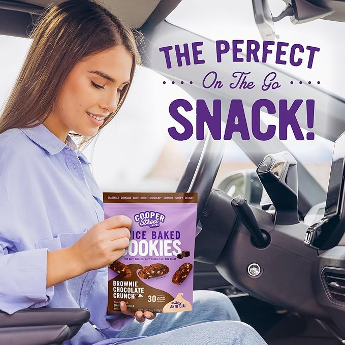 COOPER STREET Twice Baked Brownie Chocolate Biscotti Cookies - Crispy Mini Biscotti Cookies Ideal with Coffee - Traditional Low Calorie Italian Snacks - Kosher, Dairy, Peanut & Soy Free (6 Pack)