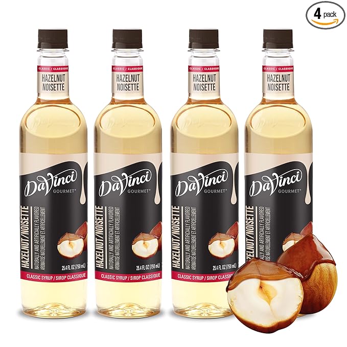 DaVinci Gourmet Classic Original Hazelnut Syrup, 25.4 Fluid Ounces (Pack of 4)