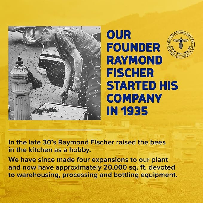 Fischer’s 100% Pure, Raw & Unfiltered Honey, 40 oz – USA Made Honey – All-Natural Sweetener – Rich Flavor Profile, Packed with Nutrients (Pack of 2)