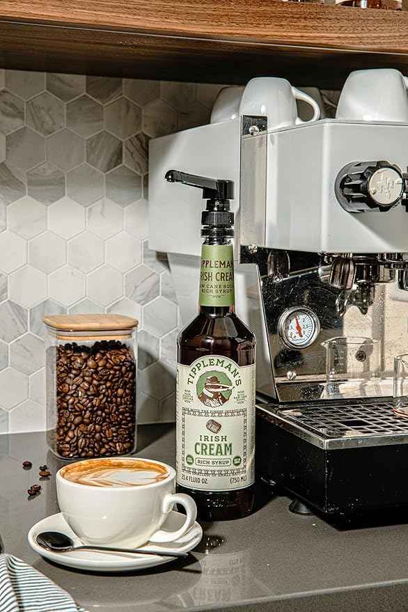 Tippleman's Irish Cream Coffee Syrup - Rich Flavor for Hot or Iced Drinks, Latte, Tea, Espresso, Cappuccino, Cocktails, & Baking - 25.4 Fl Oz