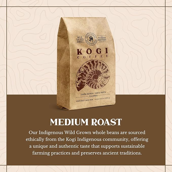 The Younger Brothers Trading Co. Kogi Coffee | Indigenous Wild Grown Whole Bean | Ethically Sourced Single Origin Colombian Coffee | Kogi Medium Roast (35.2 Ounce (Pack of 5)