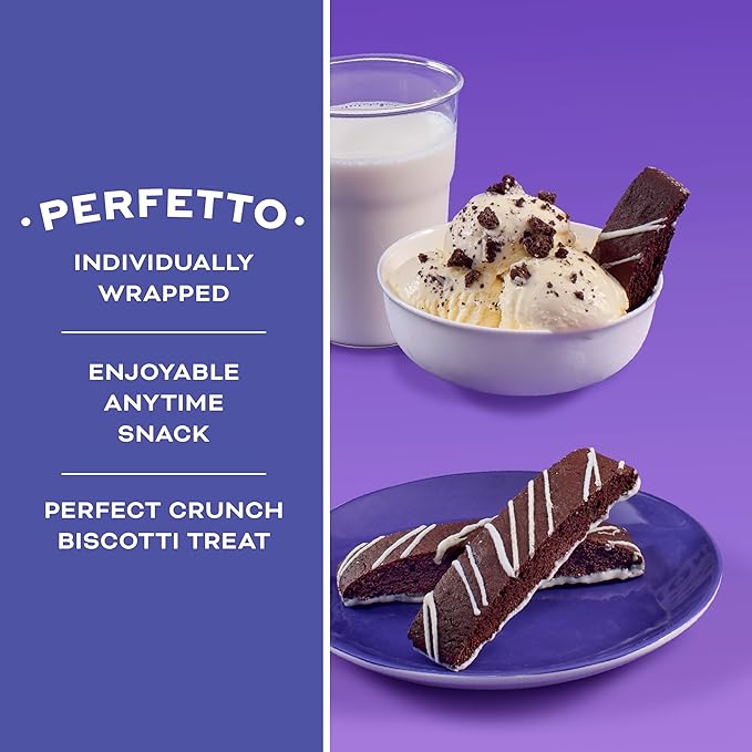 Nonni's Cookies & Crème Biscotti, Rich Dark Cocoa Cookie with Vanilla Icing, 8 Individually Wrapped Bakery Snacks, 6.88 oz, 3 Pack