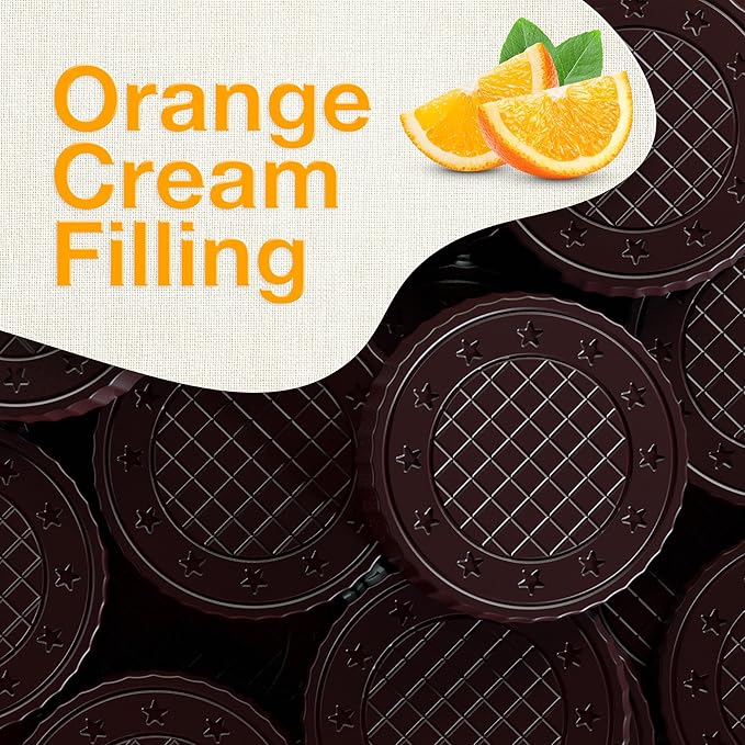 Fiorella Crunch Wafer Cookies, Dark Chocolate Covered Crispy Thin Crunch Wafers with Orange Cream Filling, Chocolate Biscuits, 18 Individually Wrapped Snacks, Pack of 1