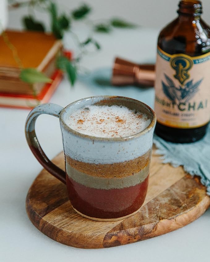 Portland Syrups Bright Chai Syrup - Coffee, Cocktails, Mocktails & Sodas - Premium Concentrate - Orange Pekoe, Ginger, Cinnamon, Cloves & Cardamom - Organic Cane Sugar - 12 oz, 12 Servings (Pack of 1)