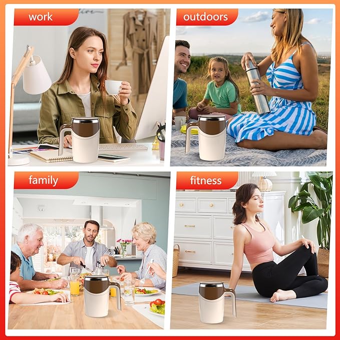 Automatic Self-Stirring Coffee Mug, Automatic Mixing Coffee, Milk, Protein Powder, Chocolate, Cocoa, Stainless Steel Material Suitable for Home, Office, and Travel, Exquisite Gifts (coffee)