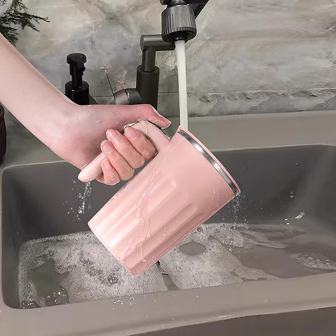 Self Stirring Mug,Self Stirring Coffee Mug,Suitable for Coffee, Milk, Cocoa and Other Beverages,Insulated bottle (Pink-temperature, 12 Ounces)