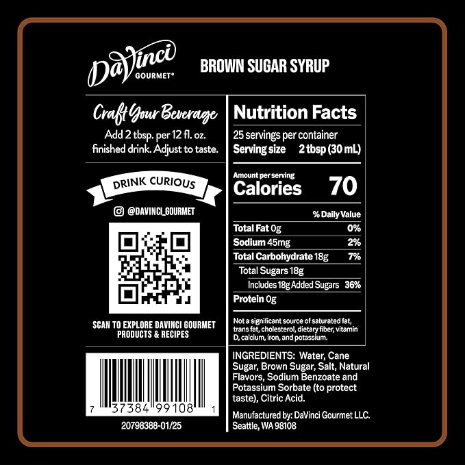 DaVinci Gourmet Brown Sugar Syrup, 25.4 Fluid Ounces (Pack of 1)