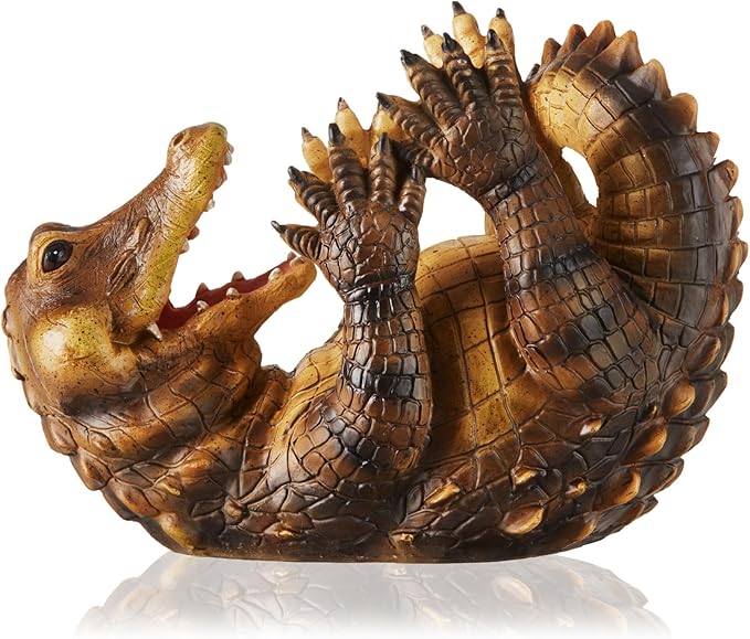 TRUE Amazing Alligator Polyresin Wine Stand Bottle Holder, Brown, Holds 1 Bottle, Tabletop Mount