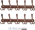 Dseap Wall Mounted Coat Rack - 5 Tri Hooks, Heavy Duty, Stainless Steel, Metal Coat Hook Rail for Coat Hat Towel Purse Robes Mudroom Bathroom Entryway (Antique Copper, 2 Packs)