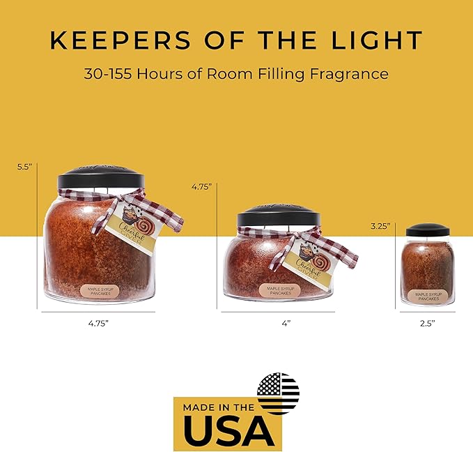 A Cheerful Giver - Maple Syrup Pancakes - 34oz Papa Scented Candle Jar with Lid - Keepers of the Light - 155 Hours of Burn Time, Gift for Women, Brown