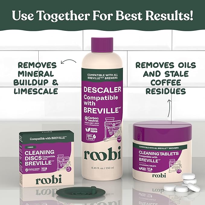 Roobi Espresso Cleaning Disc Compatible with Breville. 54mm Backflush for Disc Espresso Cleaning Tablets, 2 Pack