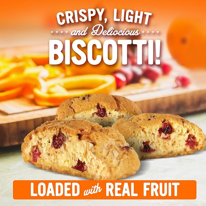 Cooper Street Twice Baked Orange Cranberry Biscotti Cookies - Light and Crispy Coffee Cookie Bites - Traditional Low Calorie Italian Snacks for Adults & Kids - Kosher, Dairy, Peanut & Soy Free - 5oz