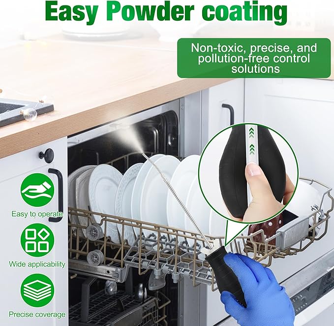 Powder Duster with Long Metal Tube – Bulb Applicator for Diatomaceous Earth, Garden & Home, Lightweight Handheld Dispenser for Organic Soil, Plants & Pest Management (1 Pack)