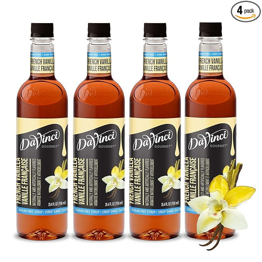 DaVinci Gourmet Sugar-Free French Vanilla Syrup, 25.4 Fl Oz (Pack of 4)