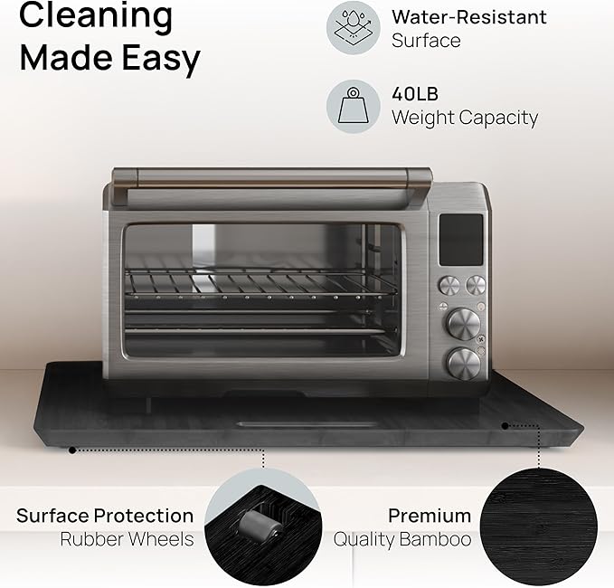 Ibyx Elegant Sliding Tray for Your Coffee Maker & Heavy Kitchen Appliances - Sturdy, Slides Easily from Under The Cabinet (Black, 21" W x 15" D)