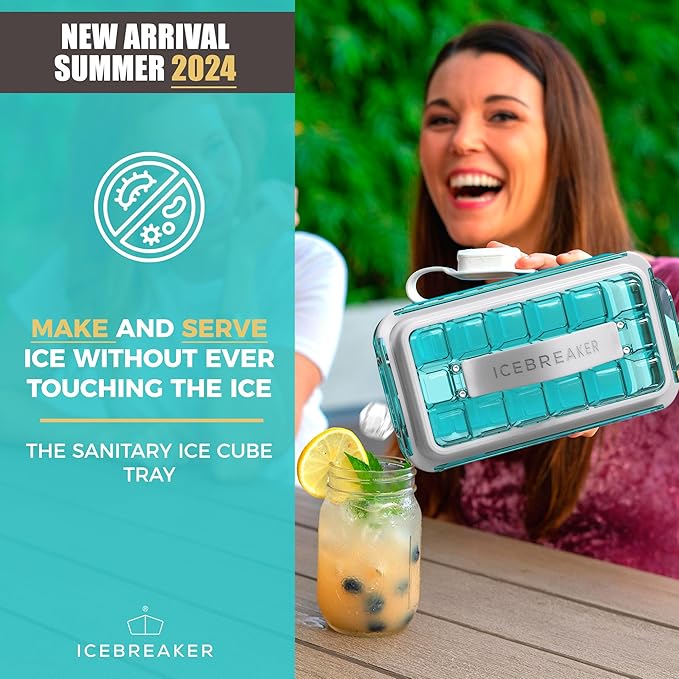 ICEBREAKER POP 2.0 2024: Make And Serve Ice Without Ever Touching The Ice | The Sanitary Silicone Ice Cube Tray for Freezer | Patented Ice Trays for Freezer | This Ice Cube Maker Makes 18 Cubes