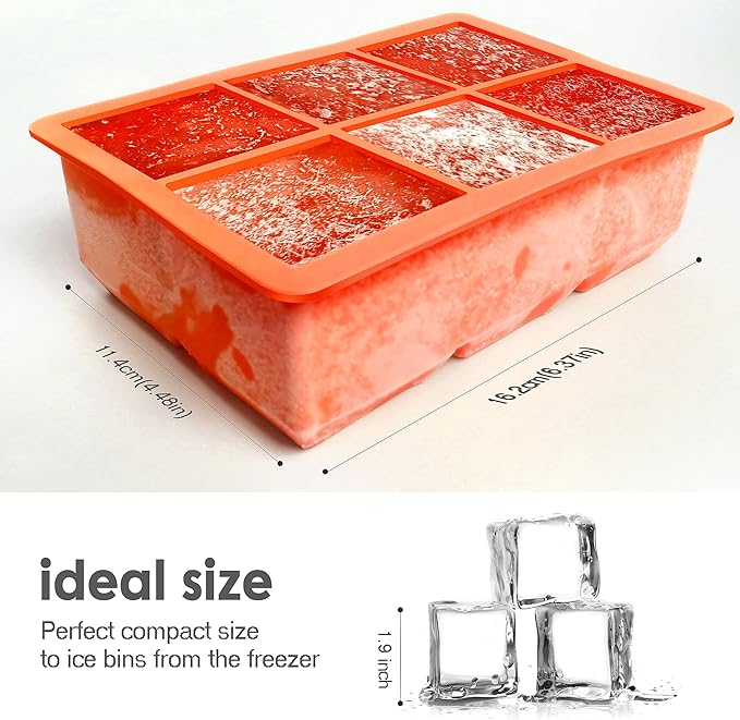 Silicone Ice Cube Trays 3 Pack - Large Size Silicone Ice Cube Molds with Leak Proof Removable Lid Square Ice Cube Tray And BPA Free for Cocktail,Whiskey, Stackable Flexible Ice