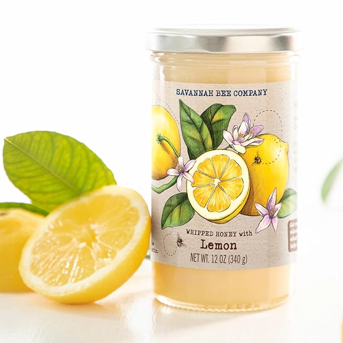 Savannah Bee Company Whipped Honey - All Natural Spreadable Honey (12 Ounce (Pack of 1), Lemon)