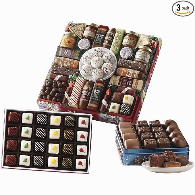 The Swiss Colony 27 Favorites, Ultimate Chocolate Collection, Petits Fours Assortment Bundle - Assorted Chocolates, Petits Fours, Tortes, Cheeses, Cookies, Candies, and Summer Sausage Meats