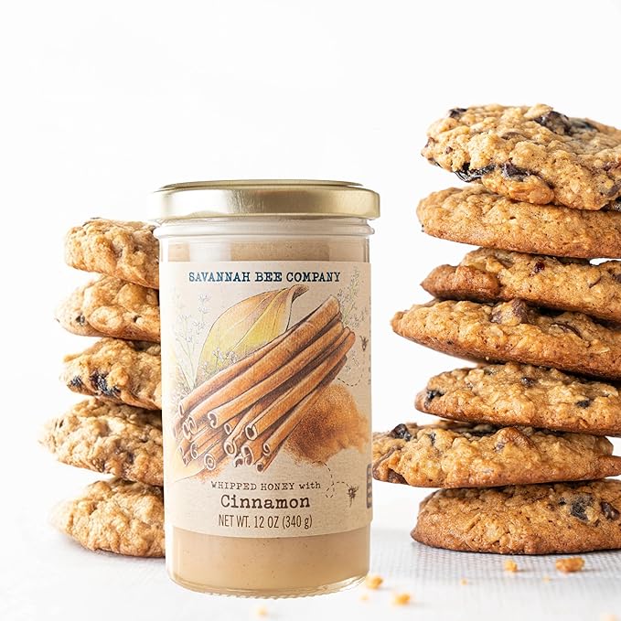 Savannah Bee Company Whipped Honey - All Natural Spreadable Honey (12 Ounce (Pack of 1), Cinnamon)