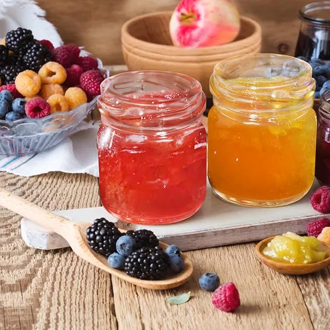 Mini Honey jars 1.5oz, 60 pcs Honey Jars with 60 Bee Stickers,Tags,Jutes Rope,Mini Honey Jars with Lids, Perfect for Candle Jar,Spices,Jams,Baby Shower, Wedding Favors, Party Favors