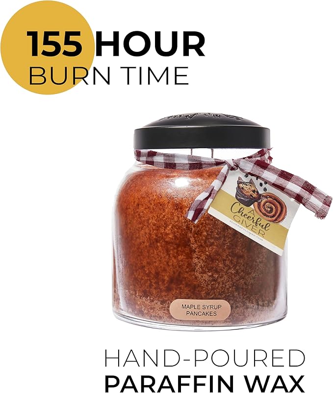 A Cheerful Giver - Maple Syrup Pancakes - 34oz Papa Scented Candle Jar with Lid - Keepers of the Light - 155 Hours of Burn Time, Gift for Women, Brown