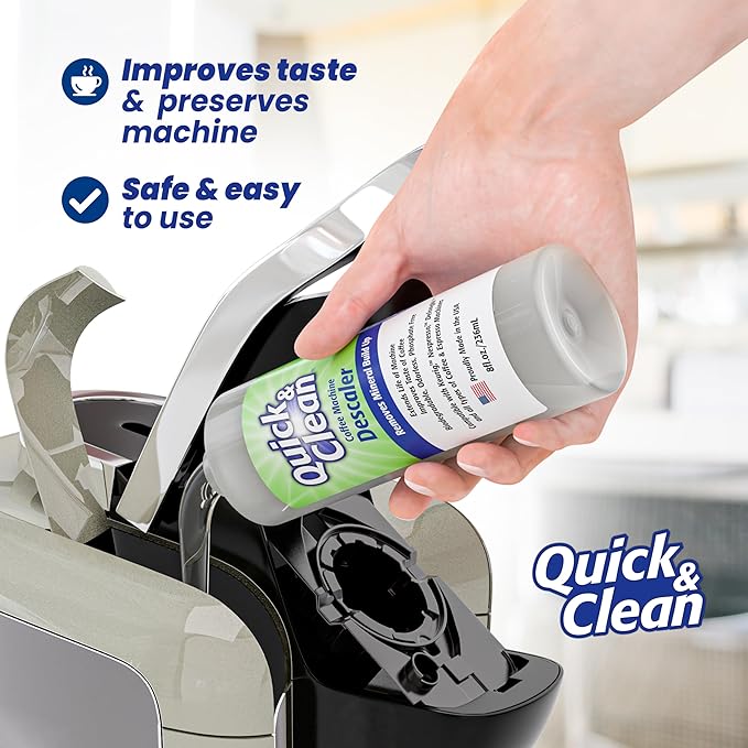 Quick & Clean 2-Pack Descaler (4 Total Uses) - Made in the USA - Descaling Solution for Keurig, Nespresso, Ninja, Delonghi, Coffee and Espresso Machines
