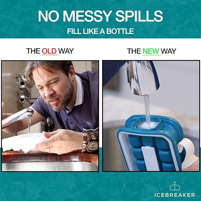 ICEBREAKER POP - 4 IN 1 - DISPENSER - MAKER - BIN - ICE PACK - Make And Serve Ice Without Ever Touching The Ice - The Sanitary Silicone Ice Tray for Freezer With Lid - Ice Cube