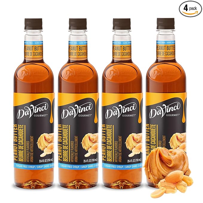 DaVinci Gourmet Sugar-Free Peanut Butter Syrup, 25.4 Fluid Ounces (Pack of 4)
