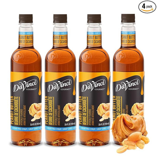DaVinci Gourmet Sugar-Free Peanut Butter Syrup, 25.4 Fluid Ounces (Pack of 4)