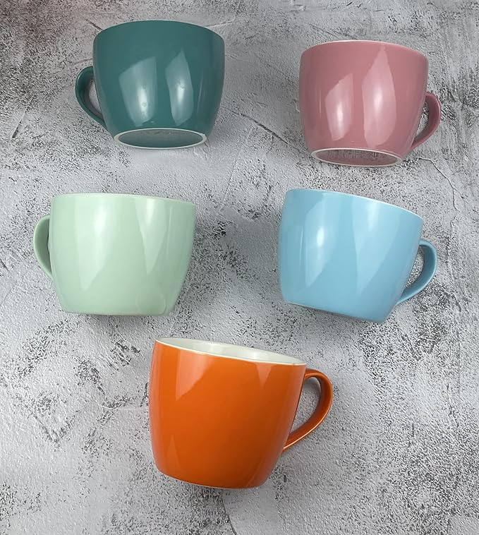 MECOWON 30 OZ Porcelain Coffee Mugs, Set of 2 Large Mugs for Soup, Cereal and Salad (Orange)